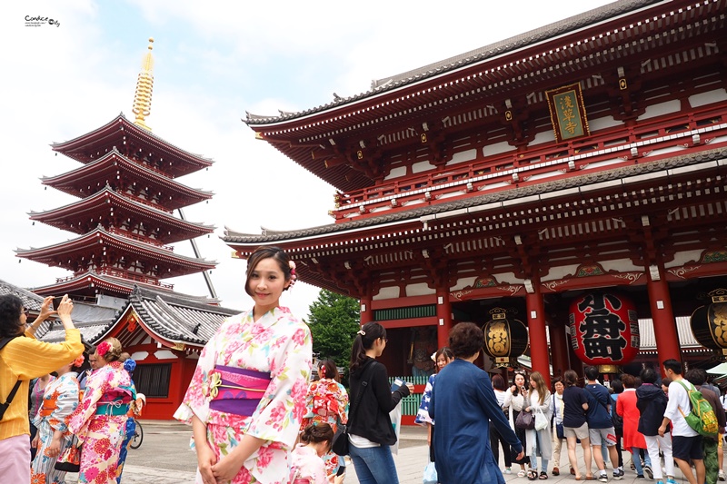 【東京景點】穿和服逛雷門,淺草寺,仲見世通!東京景點必訪!雷門夜景好美!