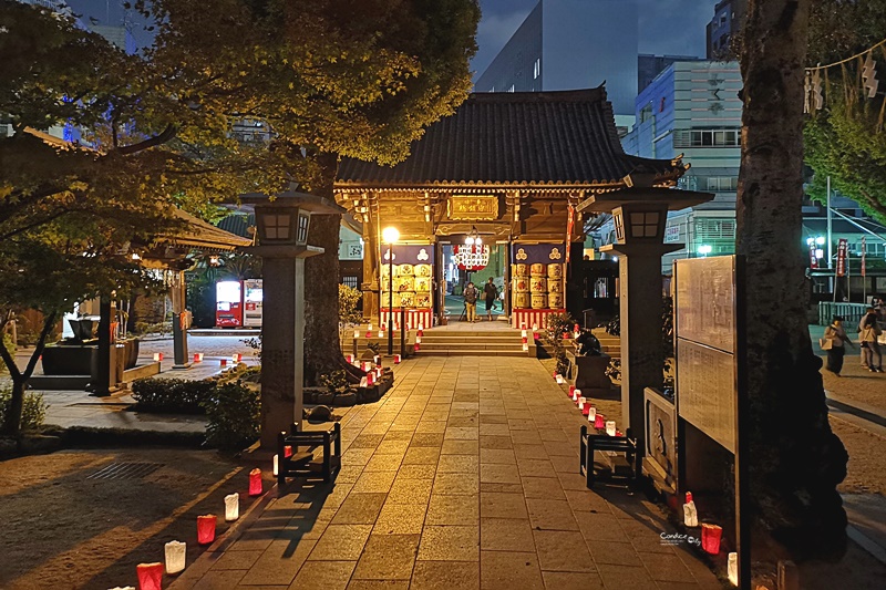 櫛田神社｜值得走走參拜的神社,還有神燈,晚上拍照超美!