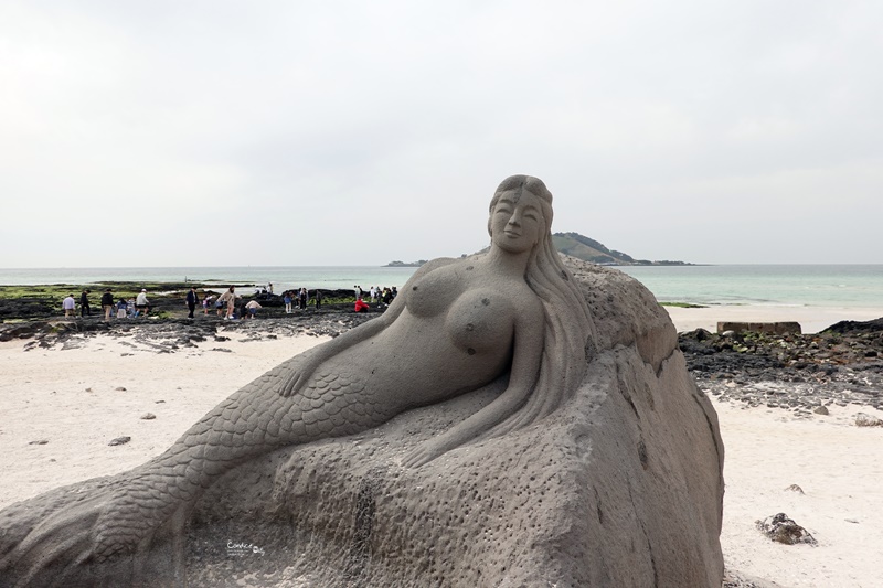 挾才海水浴場협재해수욕장｜濟州必訪景點,美麗海岸線還有美人魚雕像!